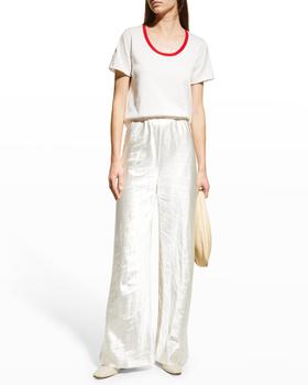 product Andres Metallic Satin Wide-Leg Pants image