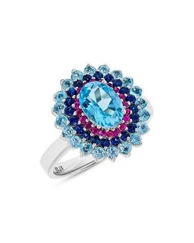 Bloomingdale's | Blue Topaz, Sapphire & Ruby Sunburst Ring in 14K White Gold,商家Bloomingdale's,价格¥23792