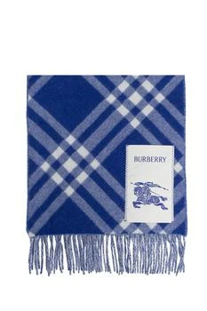 Burberry | Burberry Logo Patch Checked Fringed Scarf,商家Cettire,价格¥3338