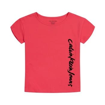 Calvin Klein | Big Girls Script Logo Short Sleeves T-shirt,商家Macy's,价格¥113