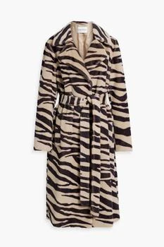 STAND STUDIO | Winnie belted zebra-print faux fur coat 2.5折×额外9.5折, 额外九五折