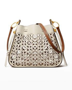 tory burch水桶包, Tory Burch | Bell T Monogram Laser-Cut Bucket Bag商品图片 