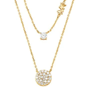 Michael Kors | Sterling Silver Double Layered Pave Disk Necklace 