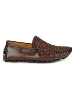 推荐Basket Weave Leather Driving Loafers商品