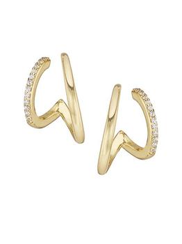 商品Shashi | Jade 18K Goldplated Cubic Zirconia Pavé Hoop Earrings,商家Saks Fifth Avenue,价格¥531图片