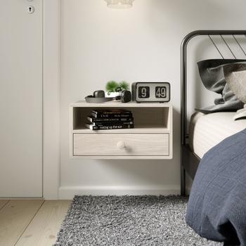 商品Woodek Design | Wall Mounted White Solid Wood Nightstand with Drawer / HOPE,商家Premium Outlets,价格¥1210图片