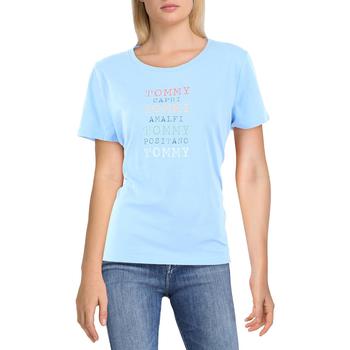 Tommy Hilfiger | Tommy Hilfiger Womens Crewneck Knit Graphic T-Shirt商品图片,独家减免邮费