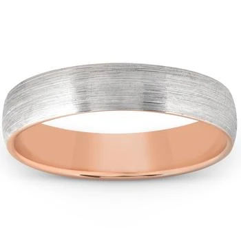 Pompeii3 | Brushed Rose Gold Two Tone Mens 5MM Dome Wedding Band Plain Polished Ring 10k,商家Premium Outlets,价格¥2687