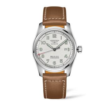 推荐Men's Automatic Spirit Stainless Steel Chronometer Brown Leather Strap Watch 42mm商品