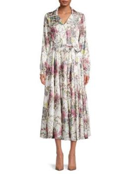 Tahari | Floral Satin Maxi Shirt Dress商品图片,4折