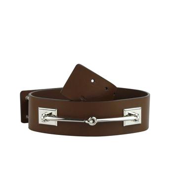 gucci皮带, Gucci | Gucci Women's Silver Horsebit Nut Brown Leather Horsebit Waist Belt 363024 2548商品图片 7折