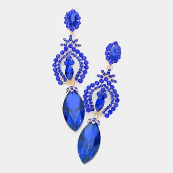FASHNZFAB | Marquise Glass Crystal Dangle Evening Earrings - Sapphire,商家Premium Outlets,价格¥166