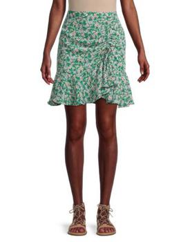 Max Studio | ​Floral Ruched Crepe Ruffle Mini Skirt商品图片,2.2折