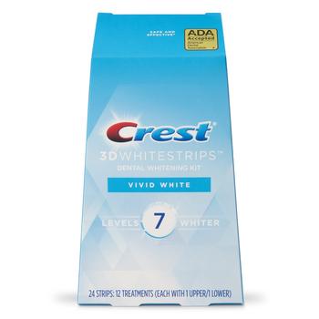 商品Crest | Crest 3D Whitestrips Vivid White Teeth Whitening Kit, 24 Strips, (12 Count Pack),商家Amazon US editor's selection,价格¥211图片