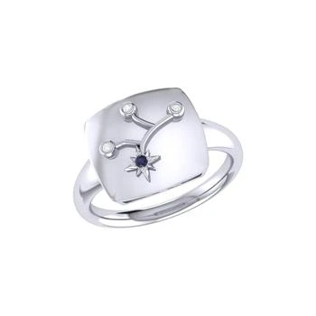 LuvMyJewelry | Virgo Maiden Blue Sapphire & Diamond Constellation Signet Ring in Sterling Silver,商家Verishop,价格¥1225