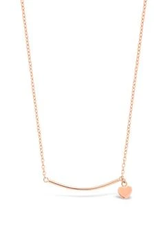 Sterling Forever | 14K Rose Gold Plated Sterling Silver Polished Bar & Heart Drop Necklace 4.8折, 独家减免邮费