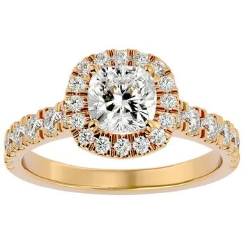 SSELECTS | 2 Carat Cushion Cut Halo Lab Grown Diamond Engagement Ring In 14 Karat Yellow Gold,商家Premium Outlets,价格¥10978