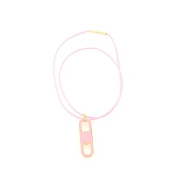 [二手商品] Hermes | Hermes Maillon Pendant Choker Silk Cord with Metal and Enamel Pink商品图片,额外8.5折, 额外八五折