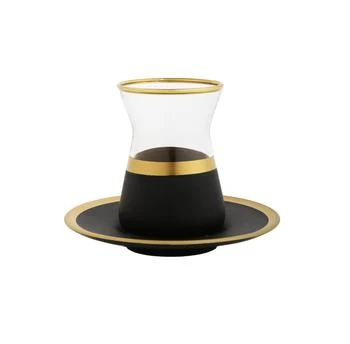 Classic Touch Decor | Set of 6 Tea Cups and Saucers with Black and Gold Design,商家Premium Outlets,价格¥997