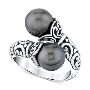商品Macy's | Cultured Tahitian Pearl Bypass Ring (8mm) in Sterling Silver,商家Macy's,价格¥570图片