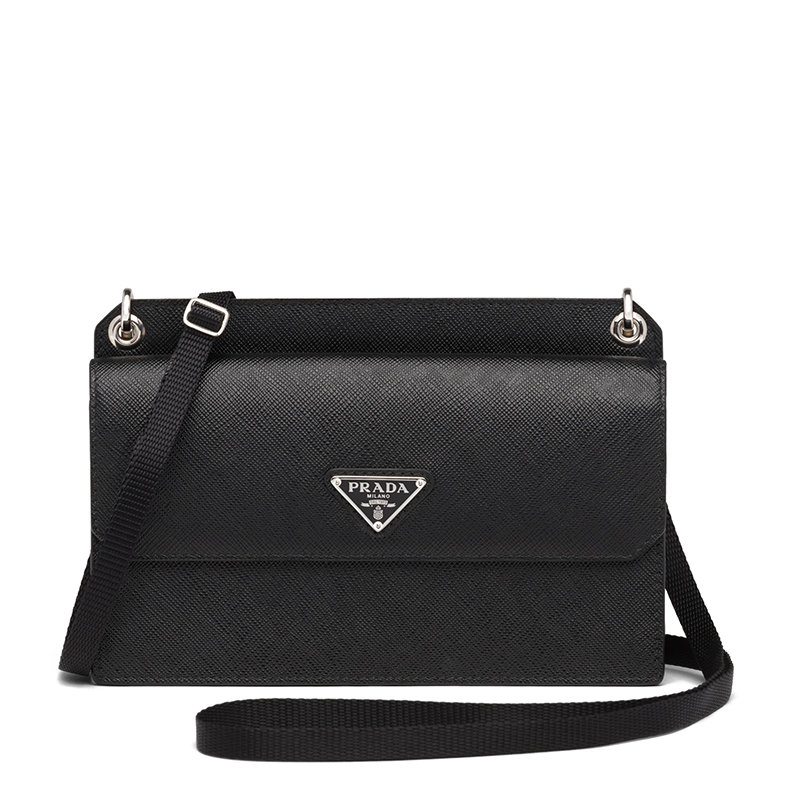 Prada | 【预售3-7天】PRADA/普拉达 22春夏新款 男士黑色Saffiano皮革银扣徽标斜跨单肩包2ZH107_053_F0002商品图片,8折, 包邮包税