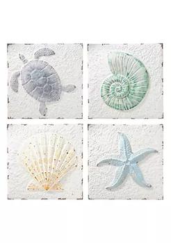 商品Urban Trends Collection | Metal Square Wall Decor with Embossed "Sea Creatures" in Colored Design Assortment of Four Distressed Finish, White,商家Belk,价格¥1558图片