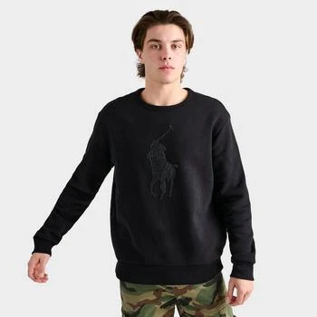 推荐Men's Polo Ralph Lauren Leather-Pony Fleece Crewneck Sweatshirt商品