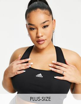 adidas plus精选, Adidas | adidas Training Plus panelled mid-support sports bra in black商品图片 