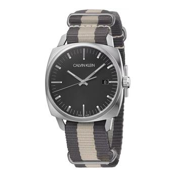 推荐Calvin Klein Men's K9N111P1 Fraternity 38.7mm Black Dial Fabric Watch商品