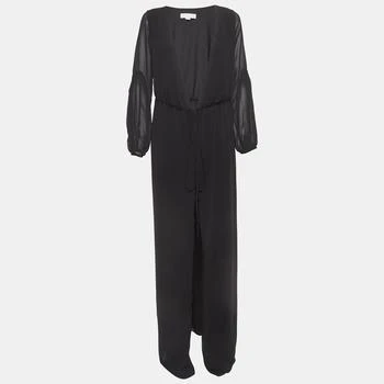 推荐Stella McCartney Black Crepe Long Sleeve Maxi Wrap Dress S商品