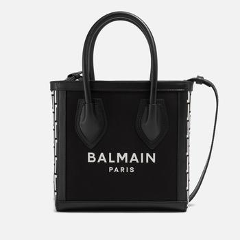 Balmain | Balmain B-Army 24 Leather-Trimmed Canvas Bag商品图片,
