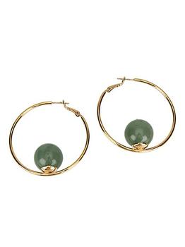 商品D'ESTRËE | Sonia Gold-Plated & Aventurine Big Hoop Earrings,商家Saks Fifth Avenue,价格¥1274图片