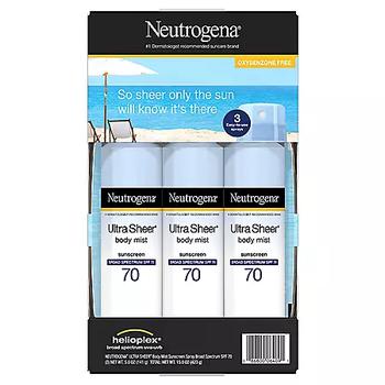 product Neutrogena Ultra Sheer Body Mist Sunscreen Spray, SPF 70 (5 oz., 3 pk.) image