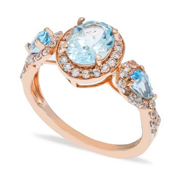 商品Aquamarine (1-1/2 ct. t.w.) Diamond (1/2 ct.  t.w.) Ring in 14K Rose Gold图片
