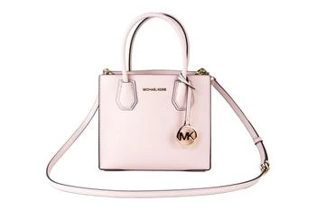 推荐Michael Kors Mercer Medium Leather Messenger Crossbody Handbag (Powder Blush Solid)商品