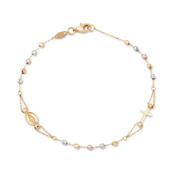 商品Tricolor Rosary Bracelet in 10K Gold, White Gold, & Rose Gold图片