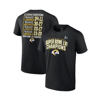 推荐Men's Branded Black Los Angeles Rams Super Bowl LVI Champions Schedule T-shirt商品