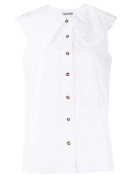 推荐GANNI - Ruched Organic Cotton Sleeveless Shirt商品