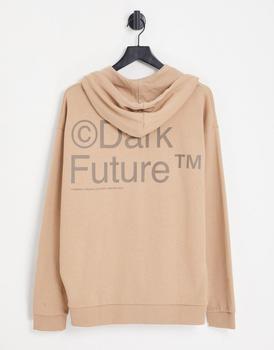 ASOS | ASOS Dark Future oversized hoodie with logo back print in neutral商品图片,