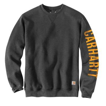 推荐Men's Loose Fit Midweight Crewneck Logo Sleeve Graphic Sweatshirt商品