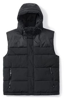 推荐Mixed Media Water Resistant Hooded Puffer Vest商品