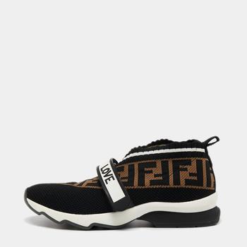 [二手商品] Fendi | Fendi Black/Tobacco Zucca Knit Fabric Rockoko Sneakers Size 37商品图片,7.2折