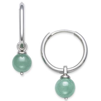 商品Dyed Jade Dangle Hoop Earrings in Sterling Silver图片