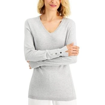 推荐Petite V-Neck Sweater, Created for Macy's商品