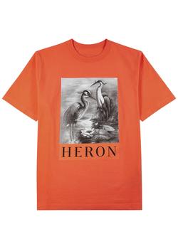 推荐Heron orange printed cotton T-shirt商品