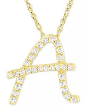 Macy's | Diamond Initial Pendant Necklace (1/10 ct. t.w.) in 14k Gold Over Sterling Silver, 16" + 2" Extender,商家Macy's,价格¥1286