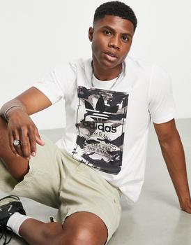 Adidas | adidas Originals camo print graphic t-shirt in white商品图片,额外9.5折, 额外九五折