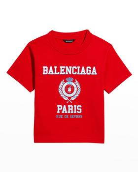 Balenciaga | Kid's University Crest Logo T-Shirt, Size 2-10商品图片,