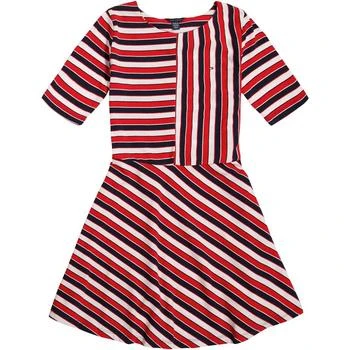 Tommy Hilfiger | Big Girls Multi-Stripe Semi-Sleeve Dress,商家Macy's,价格¥168