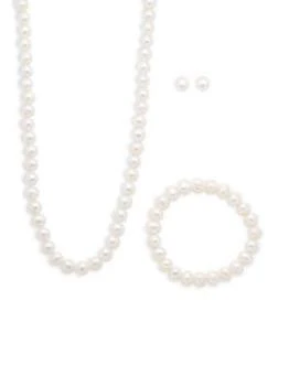 推荐3-Piece Sterling Silver & 8-8.5MM White Cultured Pearl Set商品